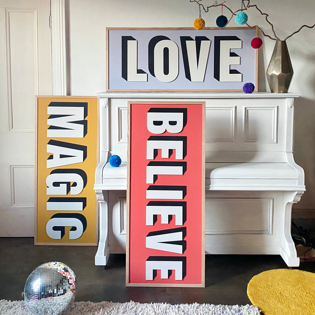 Bespoke Large Painted Wooden Sign - Drop Shadow