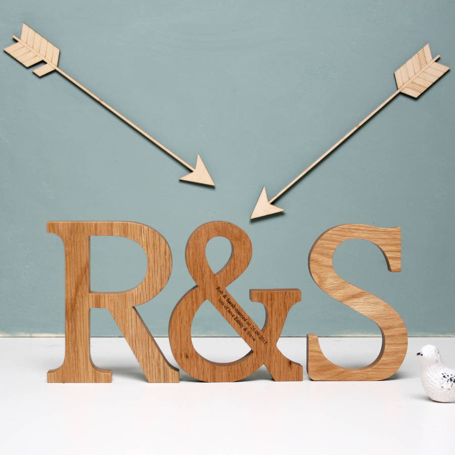 Personalised Couple Initial Oak Letters