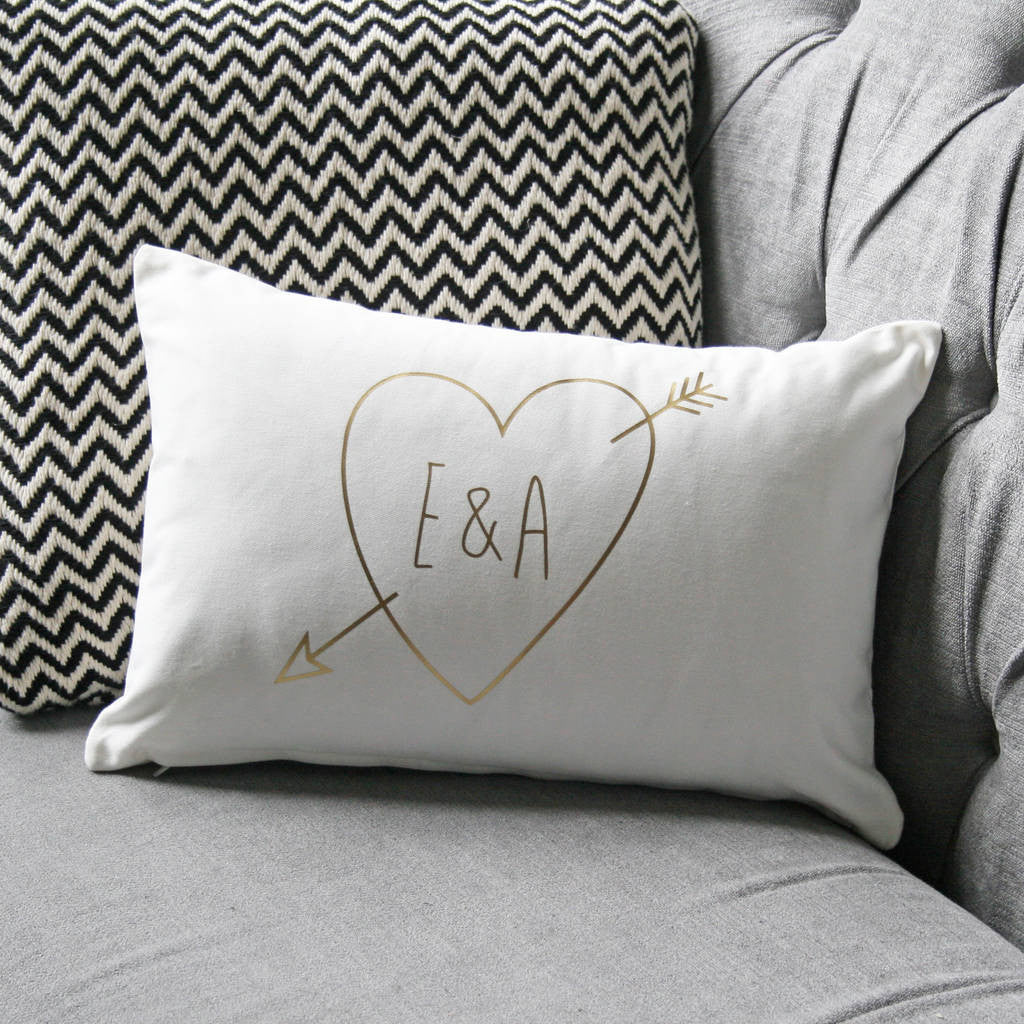 Personalised Gold Initials Cupid Cushion