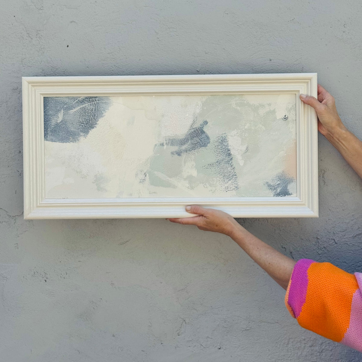 Small One Off Painted Backboard Sign - Framed in OFF WHITE frame - blu ...