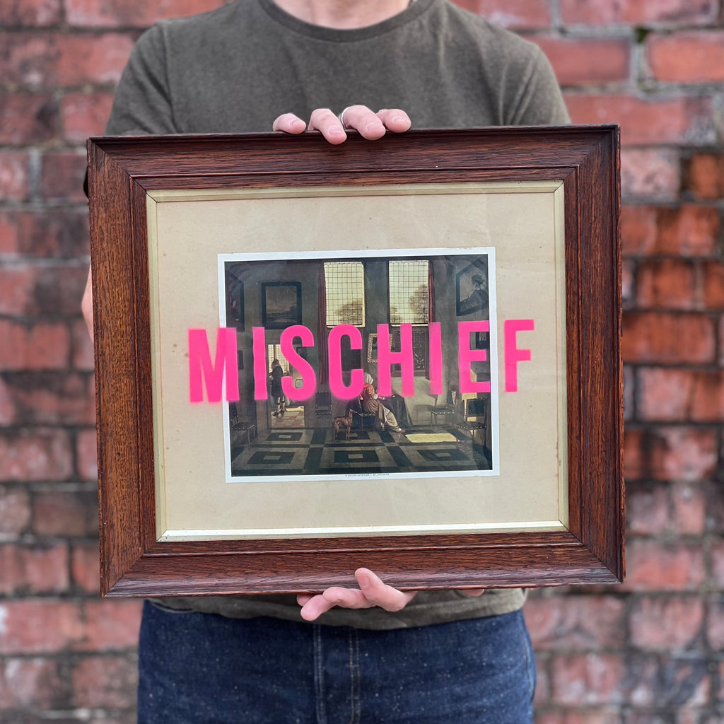MISCHIEF - Vintage Framed Print