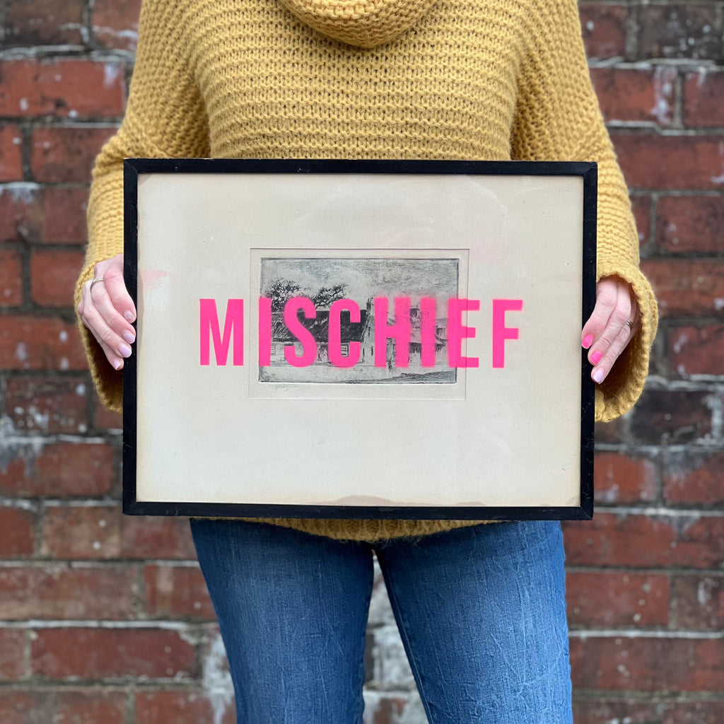 MISCHIEF - Vintage Framed Print