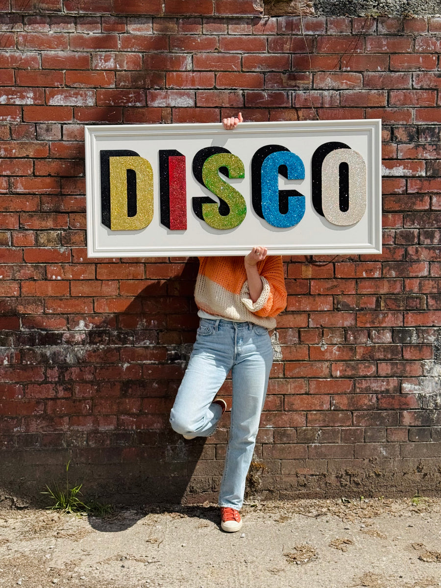ONE OFF VINTAGE GLITTER DISCO SIGN – Modo Creative