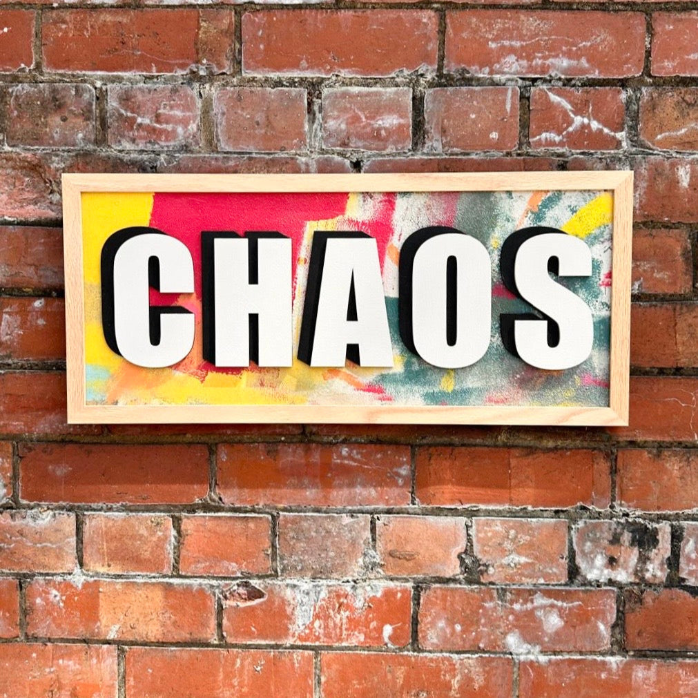 cool word art in abstract colours with the word CHAOS on it by modo