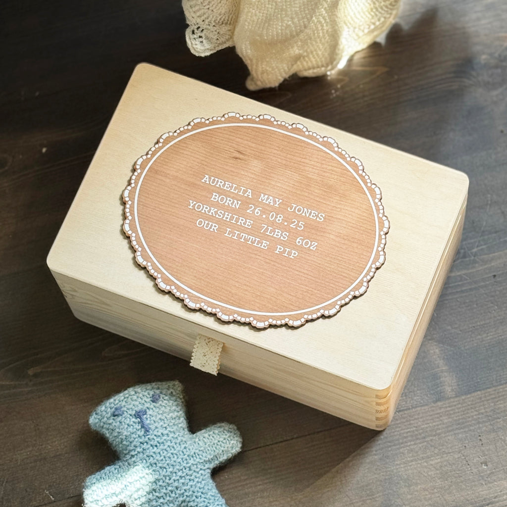 personalised baby memory keepsake wooden box by modo