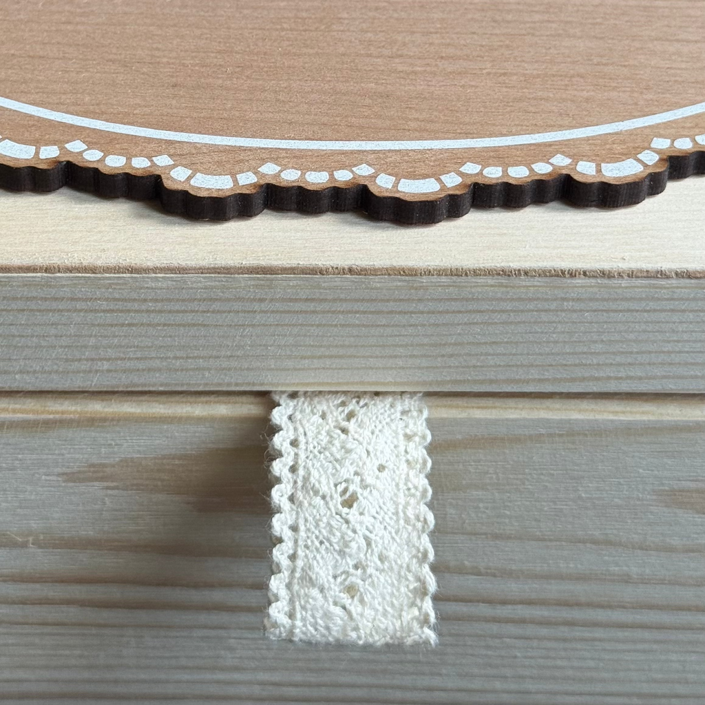 wooden baby loss box with lace details made by modo
