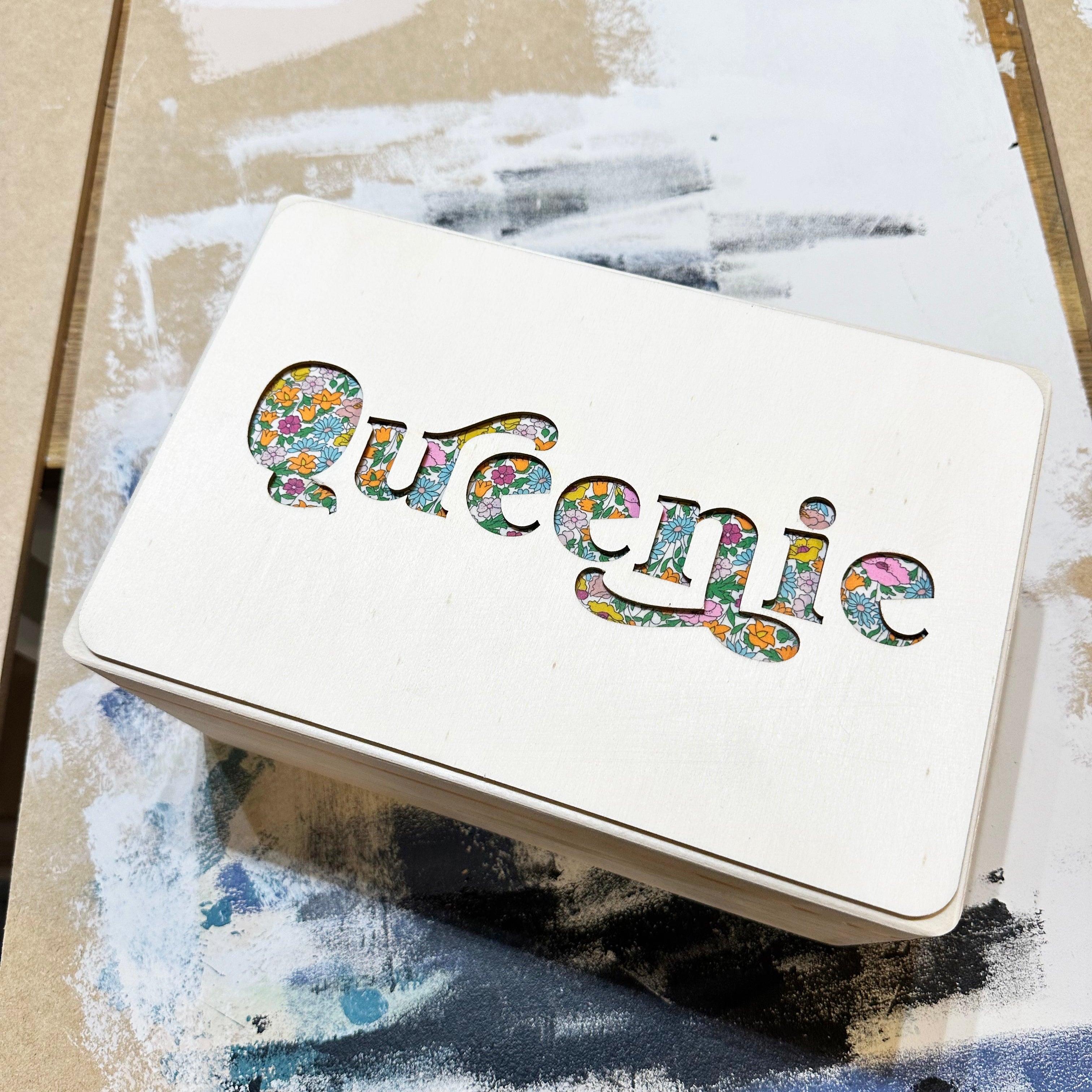 Name Box Pattern Wooden and Fabric Layered Name Keepsake Box – Modo Creative