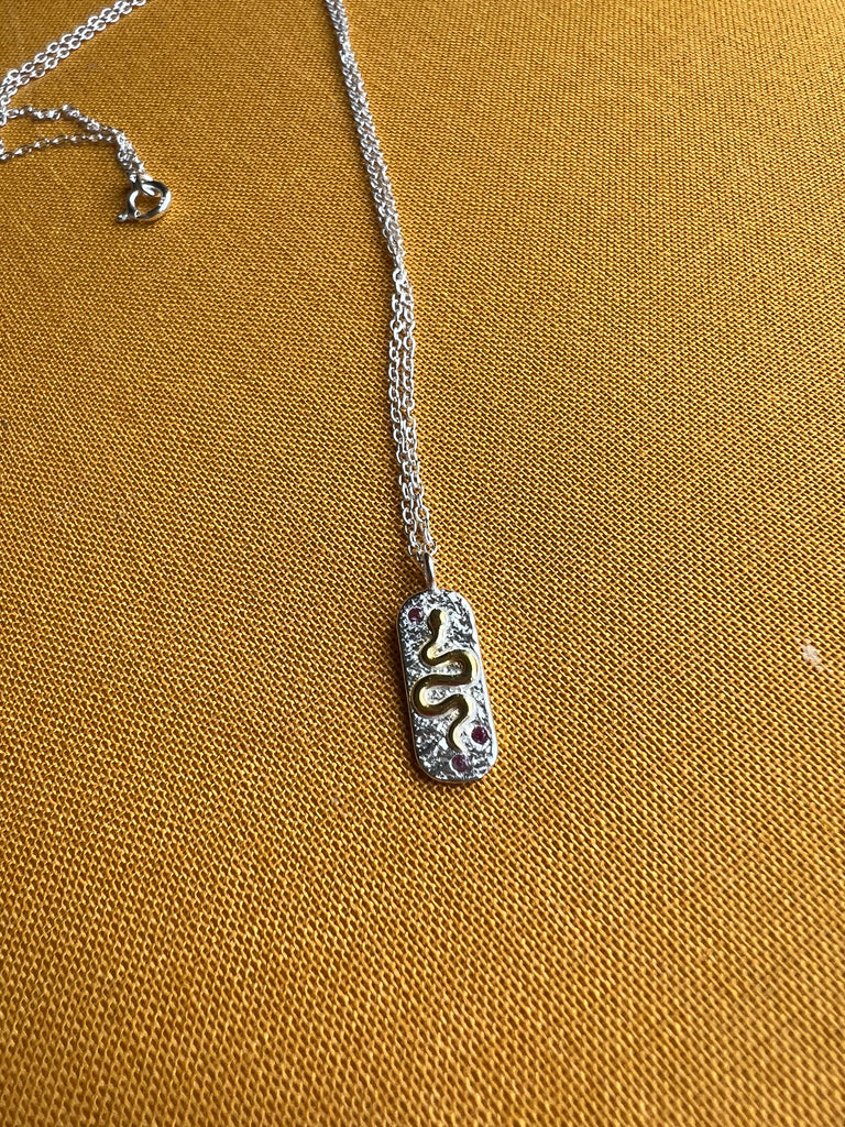 Sterling Silver Snake And Jewel Pendant