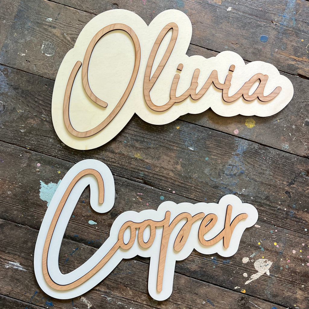 Wooden Layered Name Sign