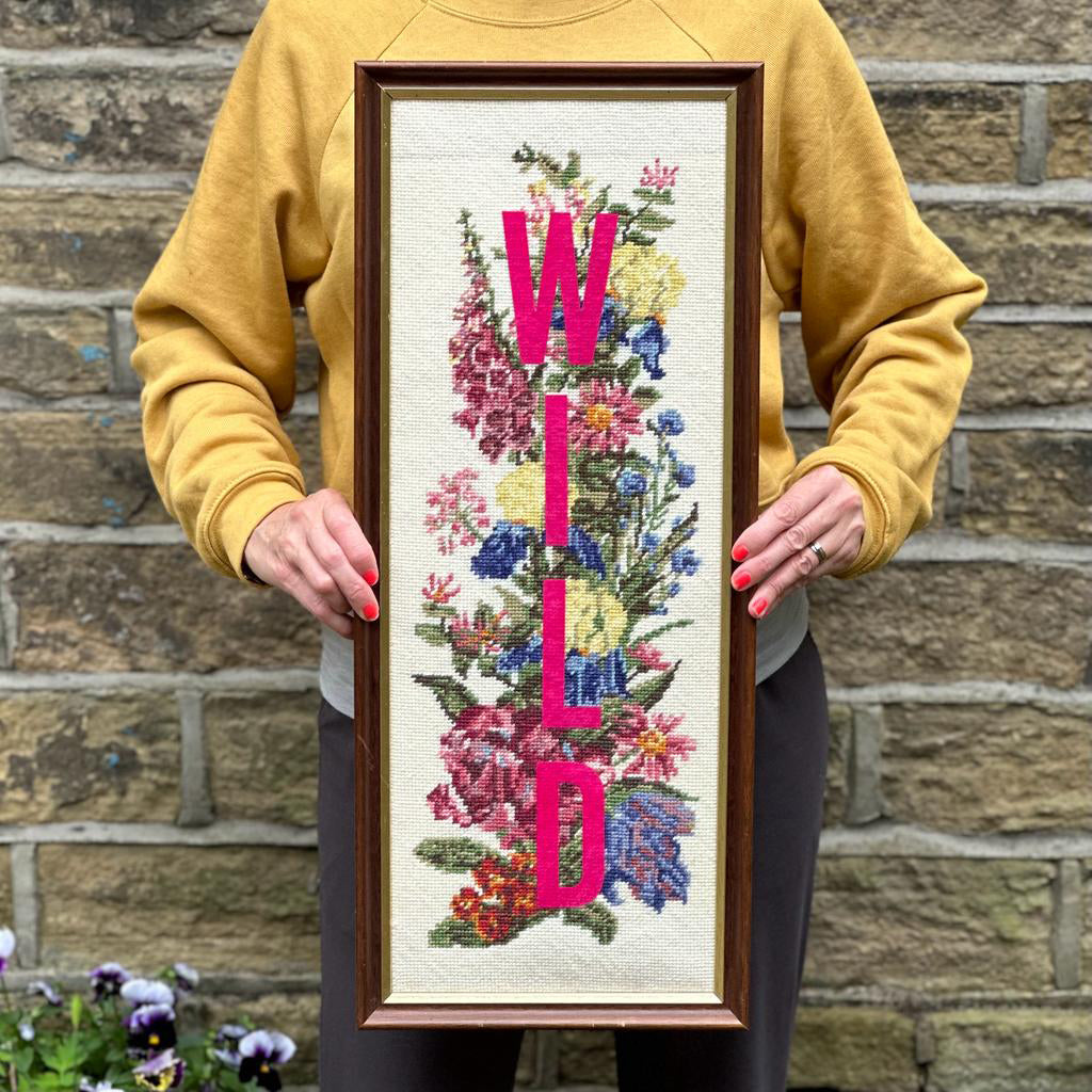 Framed Floral WILD Cross-stitch