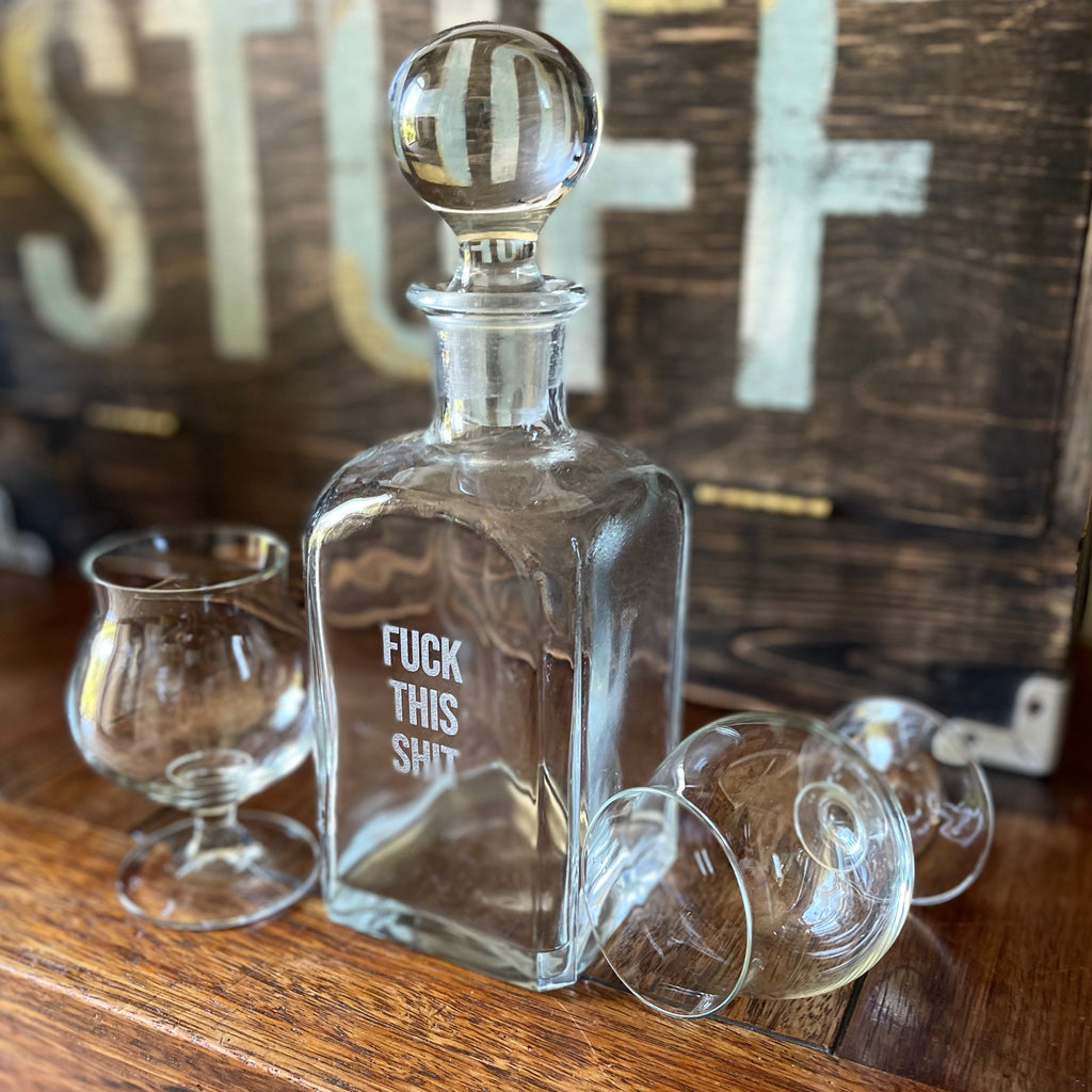 Sweary Glass Decanter And Brandy Snifters