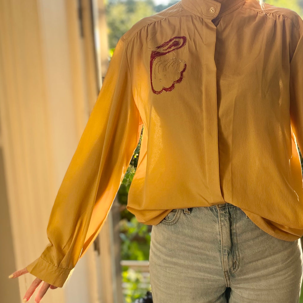 TO THY OWN SELF BE TRUE Vintage Mustard Shirt/Blouse