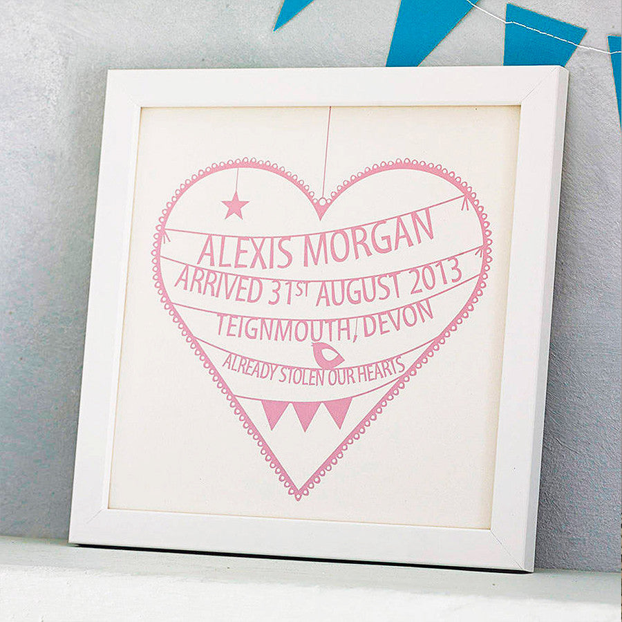 Personalised New Baby Heart Print