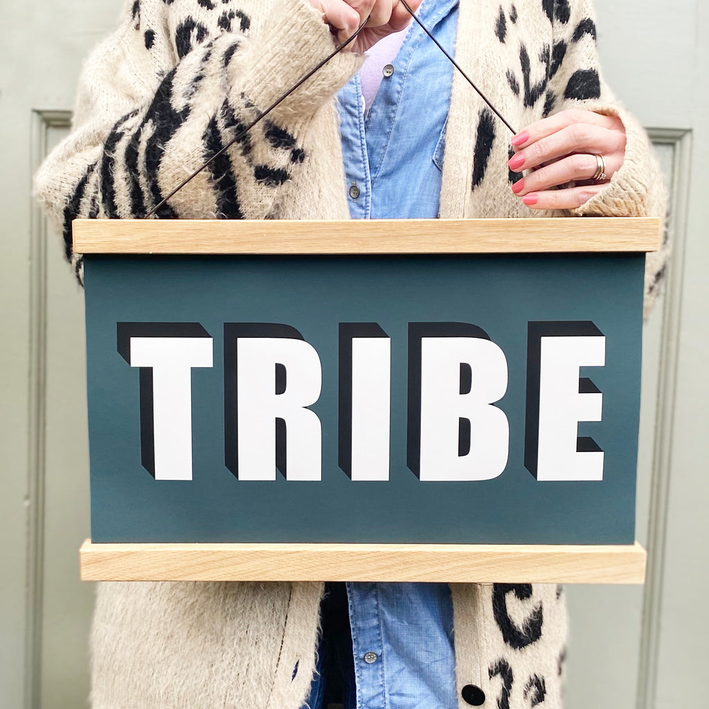 TRIBE Hanging Poster Print In teal