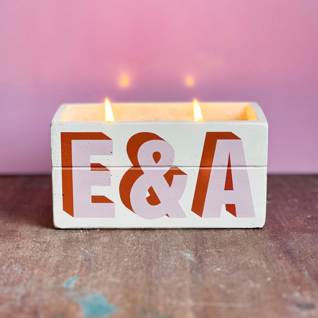 Double Wooden Wick Initials Candle