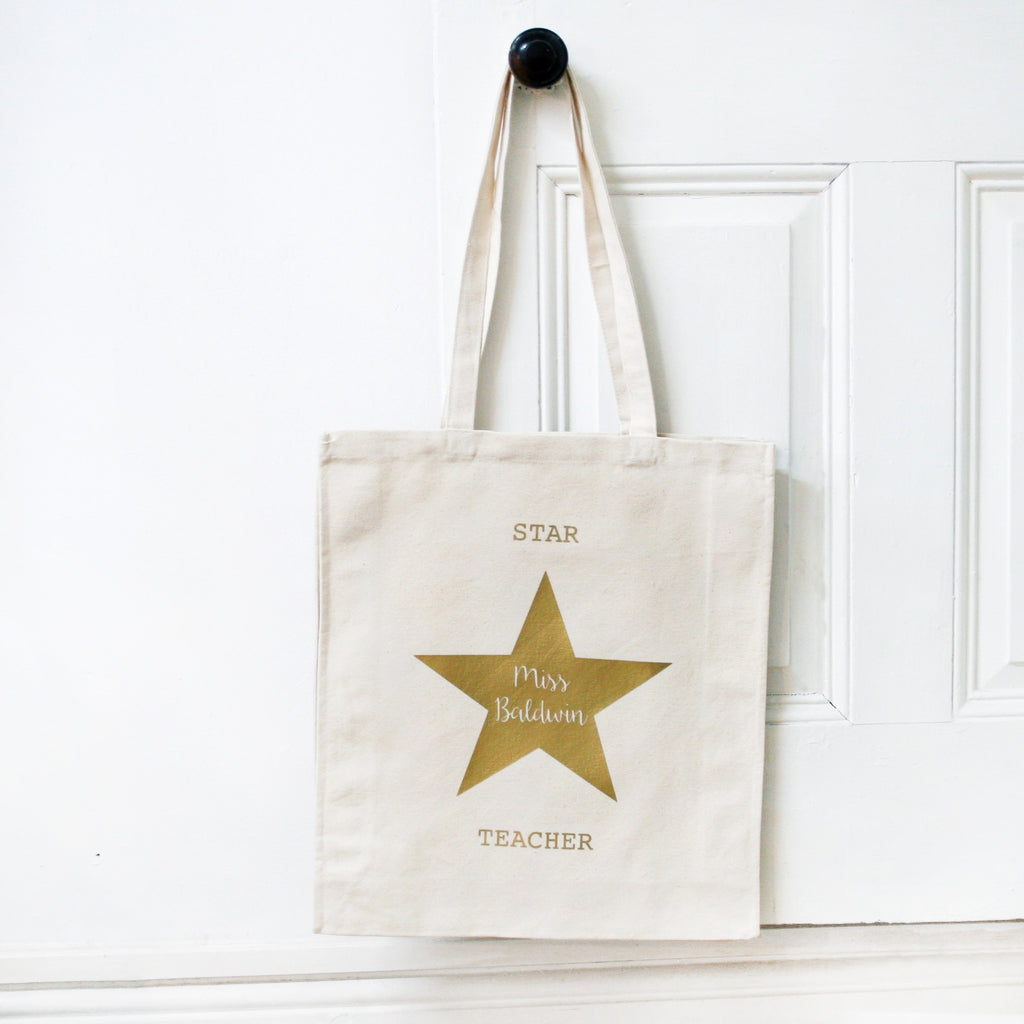 Gold Star Teacher Name Bag