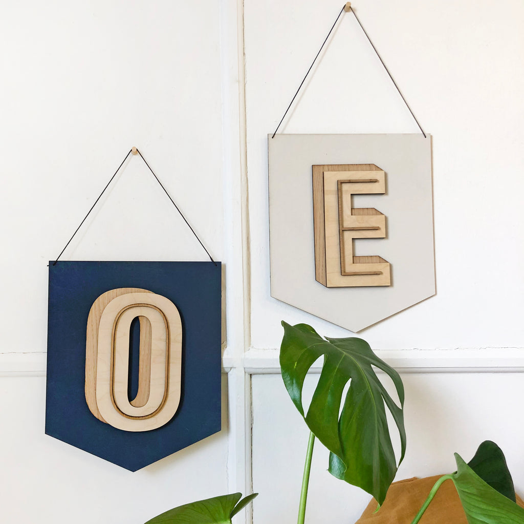 Personalised Wooden Graphical Initial Flag