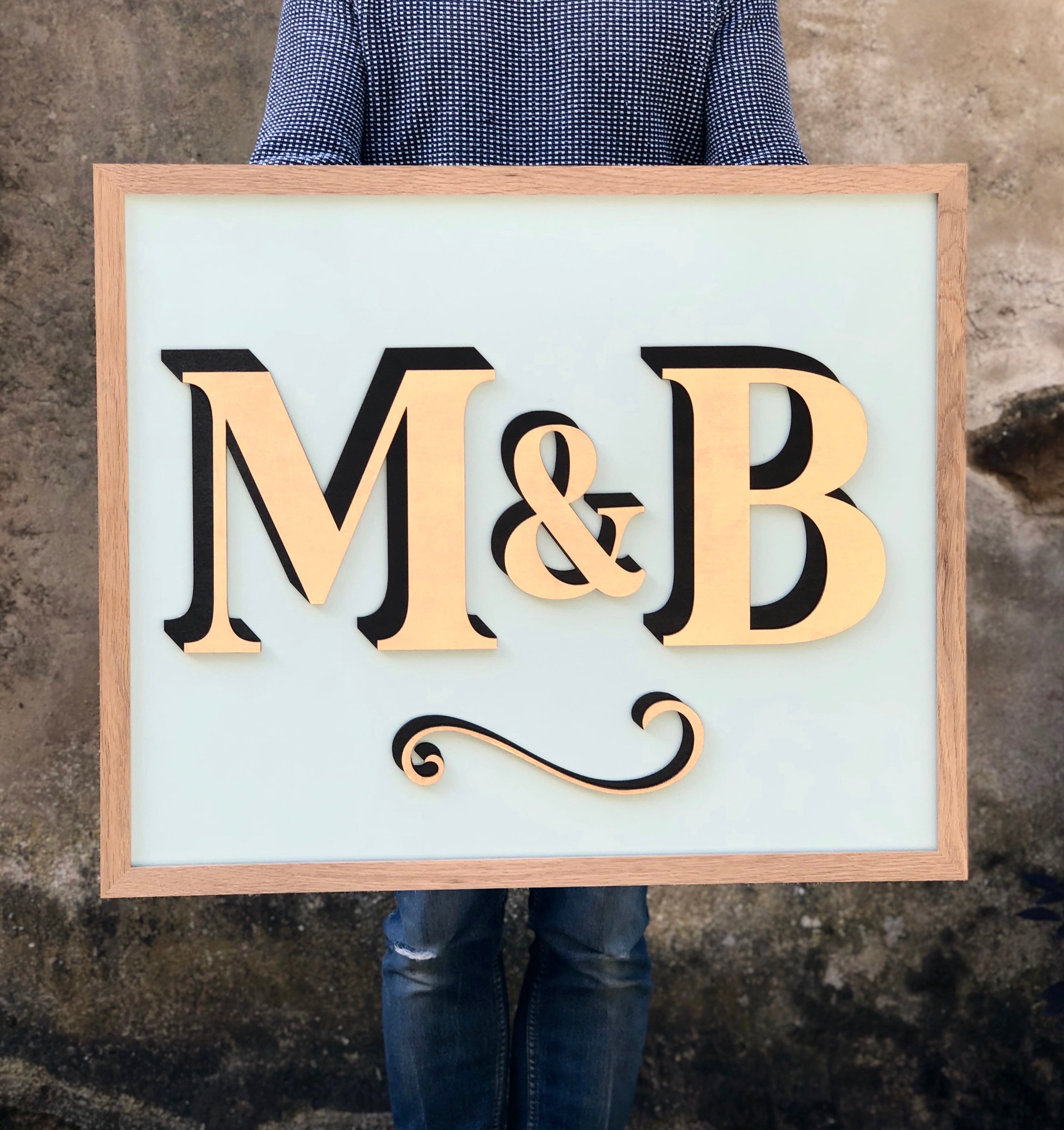 Intials Sign Large Hand Painted Wooden Initial Sign – Modo Creative