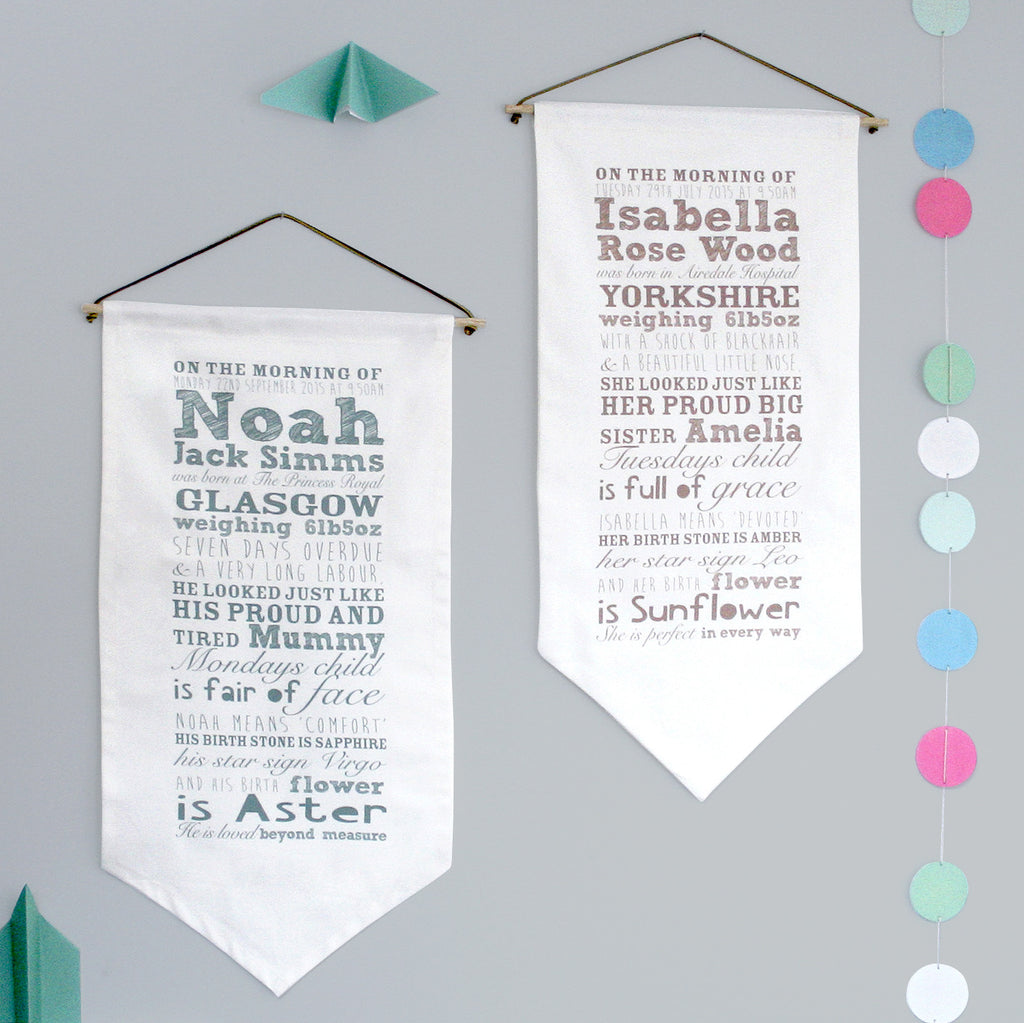 Personalised Baby Story Fabric Hanging
