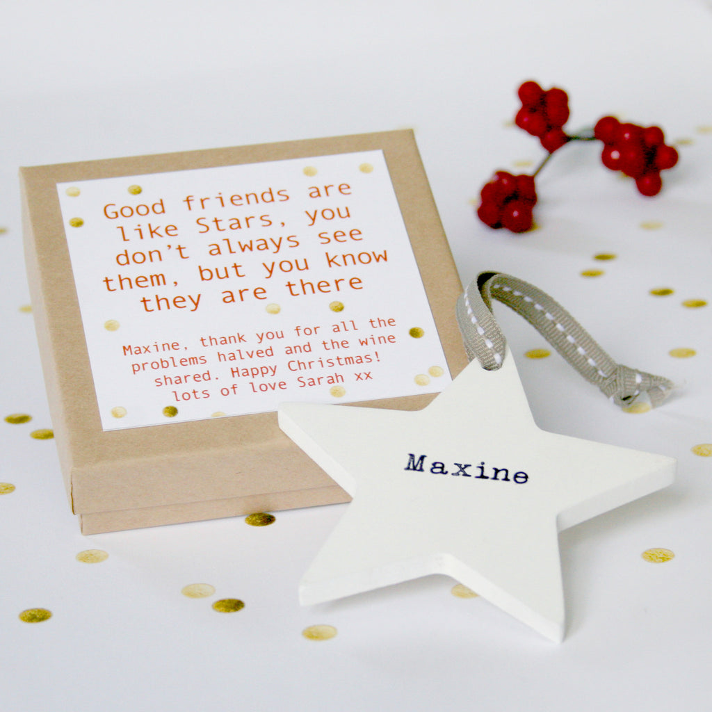Personalised Christmas Wooden Friendship Star