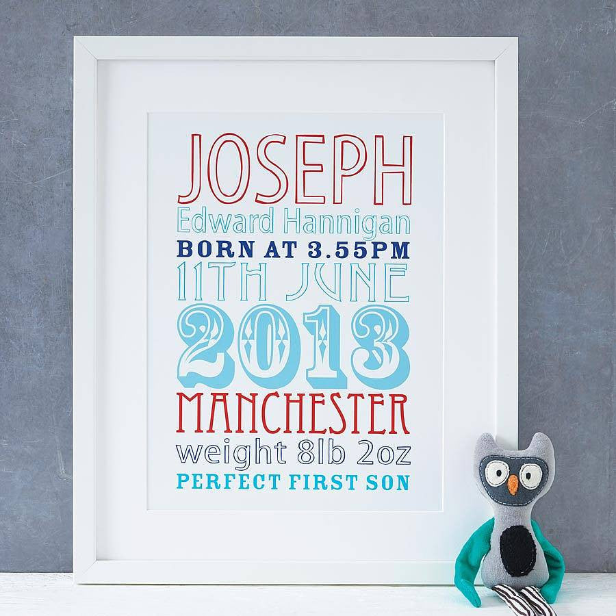 Personalised New Baby Birth Date Print by Modo Creative