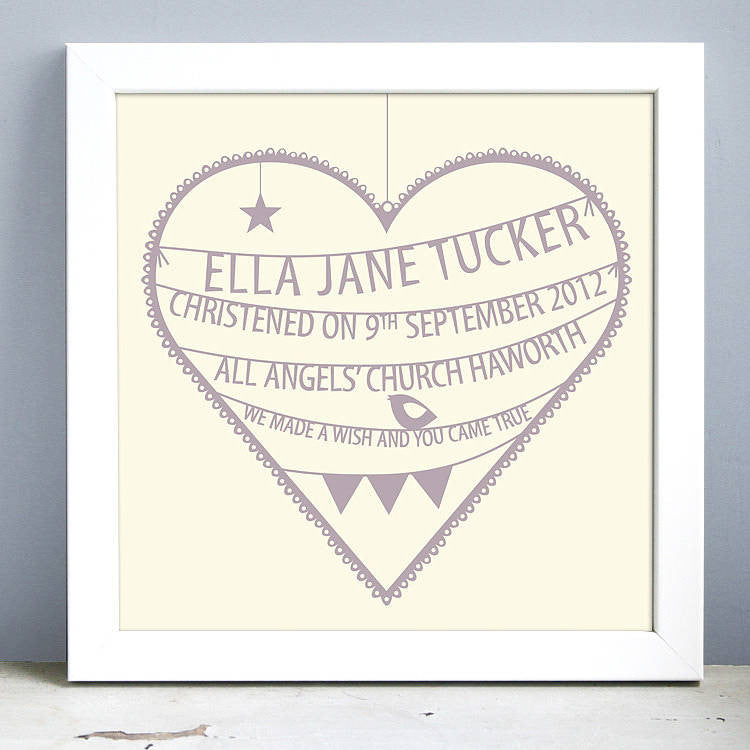 Personalised New Baby Heart Print