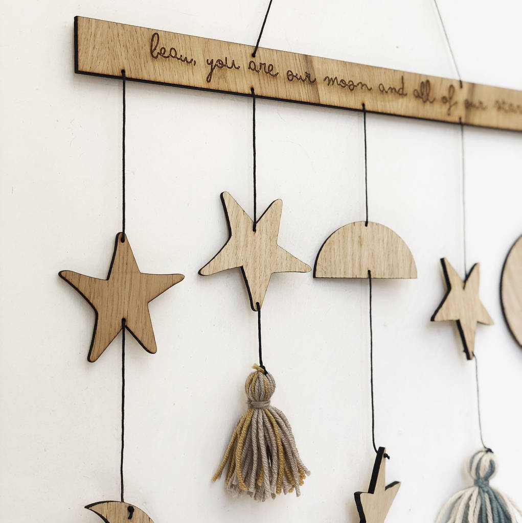 Personalised Star, Moon And Tassel Wall Hanging