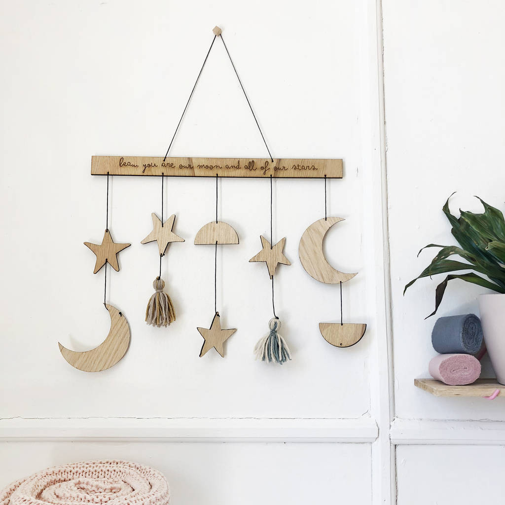 Personalised Star, Moon And Tassel Wall Hanging