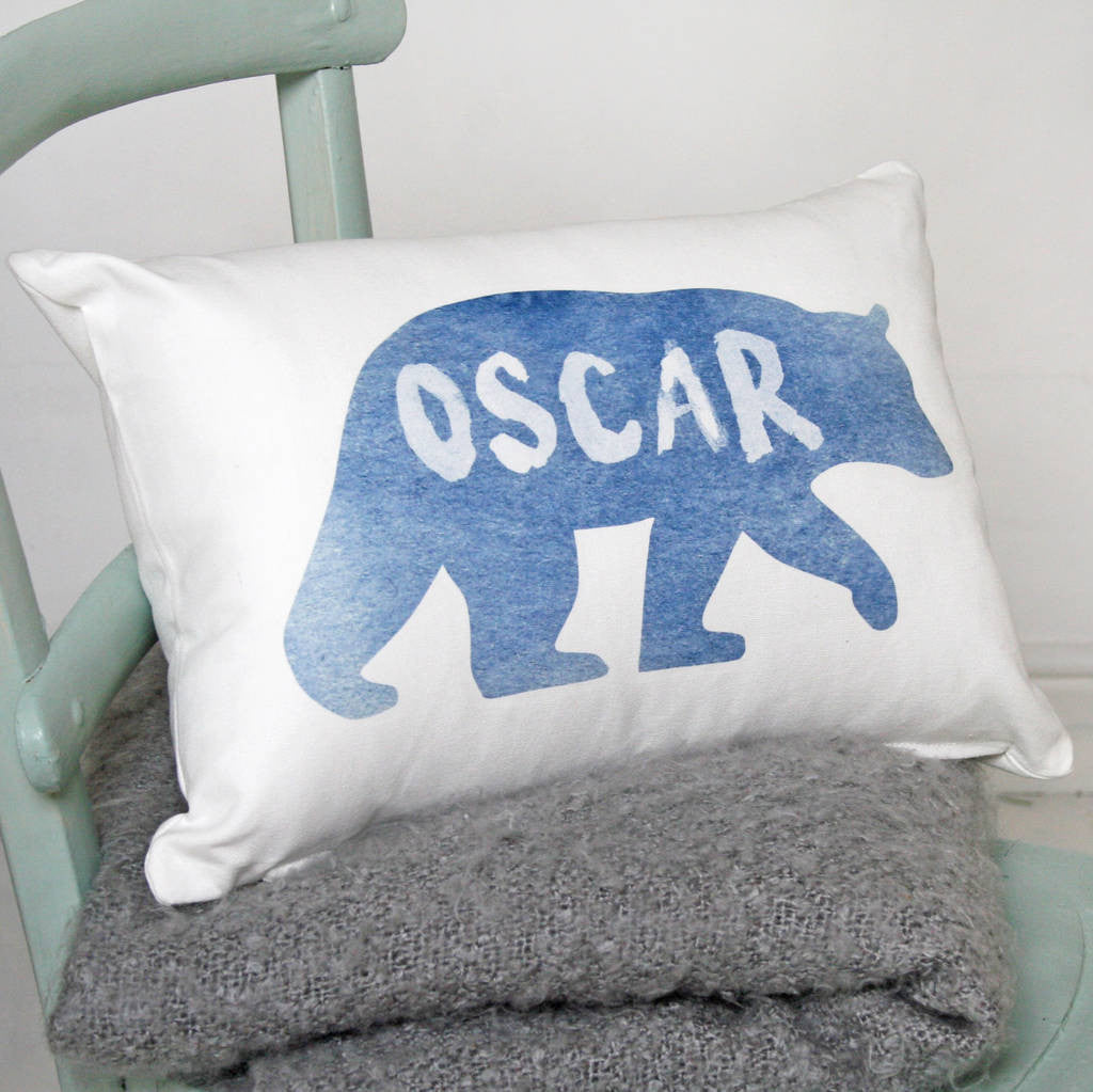 Personalised Watercolour Bear Cushion