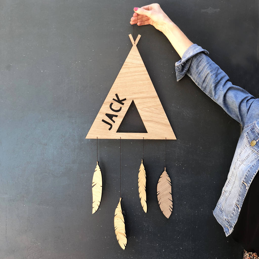 Personalised Wooden Teepee Hanging Decoration