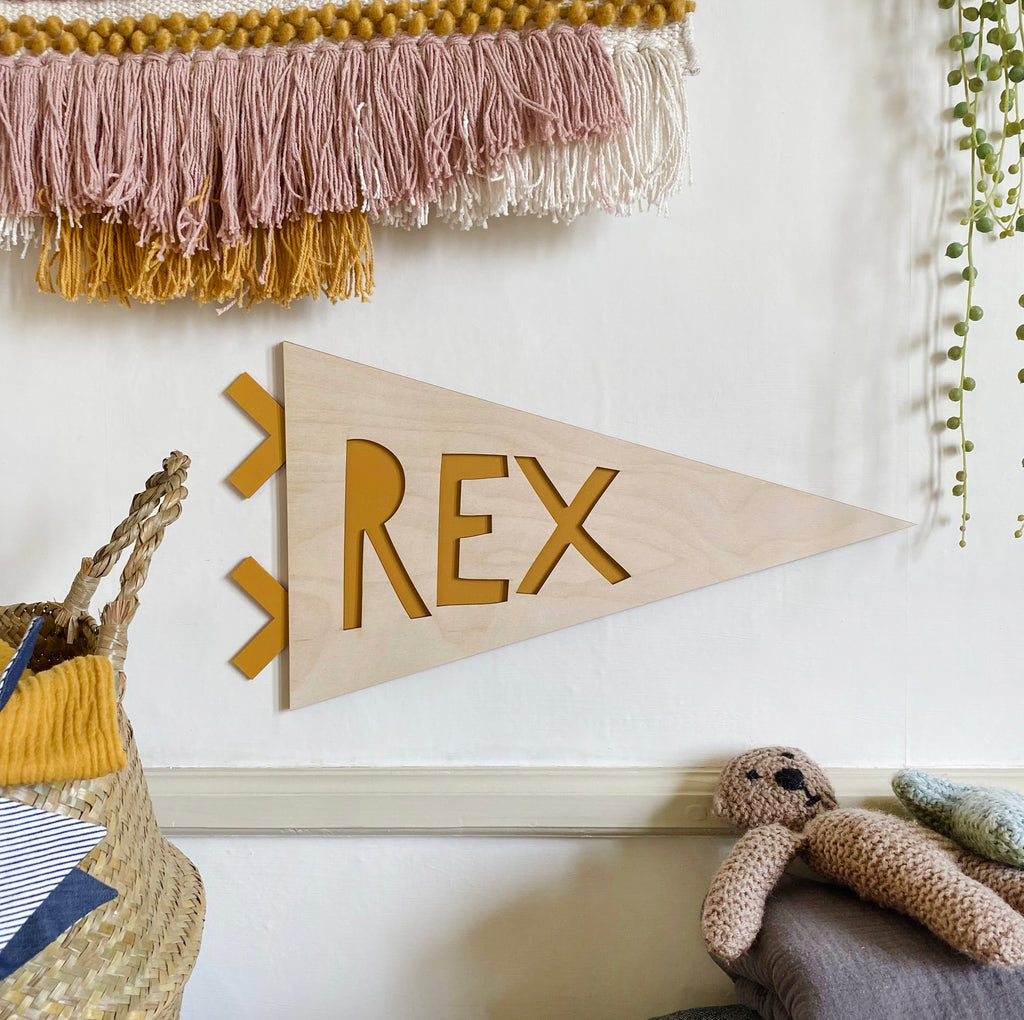 Wooden Name Pennant Flag