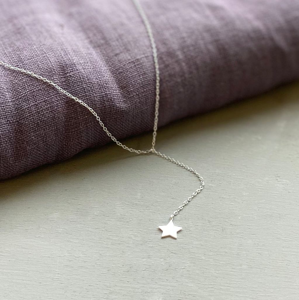 Sterling Silver Star Drop Necklace