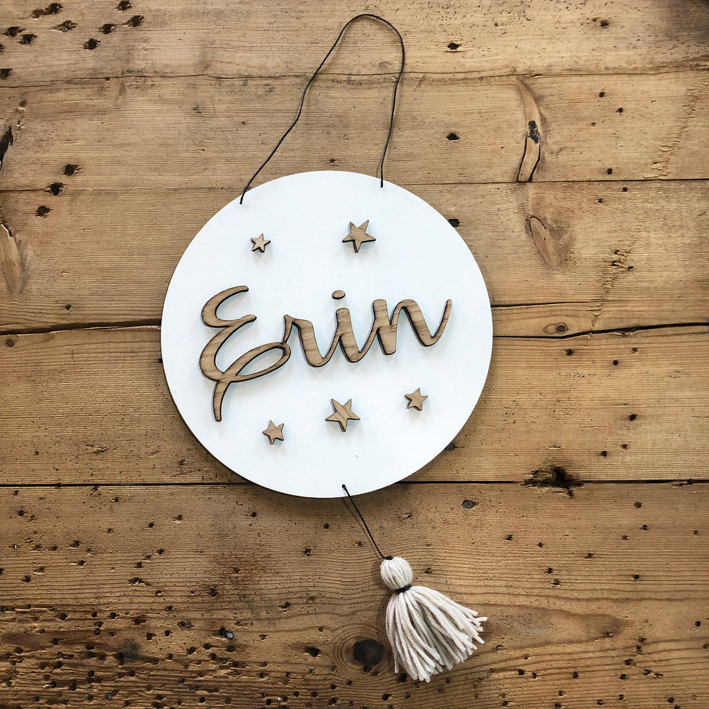 Personalised Wooden Name Sign With Tassel